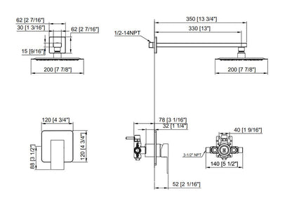 Shower Faucet Set with Rain Shower Head and Mixing Valve-Matte Black - Mary Anne's Kitchen and Bath