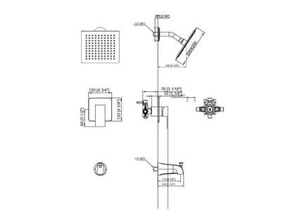 Rain Showerhead and Bath Spout -Matte Black,Square - Mary Anne's Kitchen and Bath