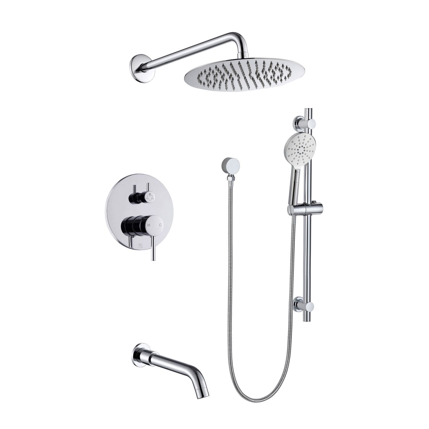 Shower Faucet Set Chrome Polished ,360° Rotatable - Mary Anne's Kitchen and Bath