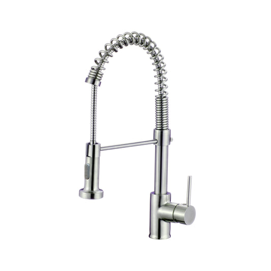 Short Spring Pull Out Faucet in Polished Chrome - Modern Functionality with a Touch of Elegance - Mary Anne's Kitchen and Bath