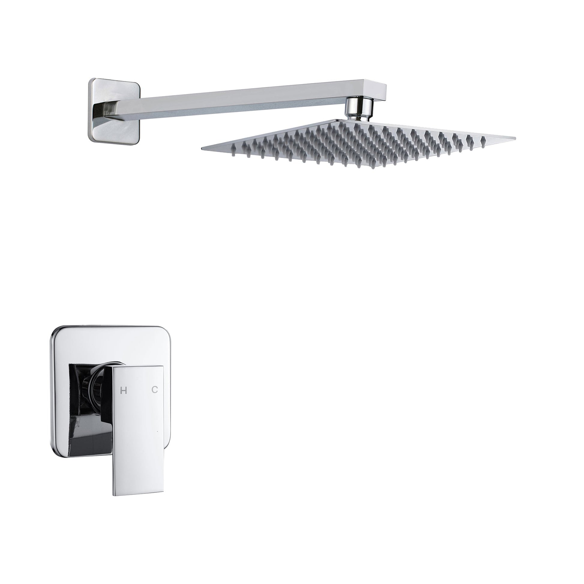 Shower Faucet Set with Rain Shower Head and Mixing Valve-Chrome Polished - Mary Anne's Kitchen and Bath