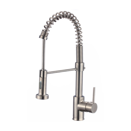 Short Spring Pull Out Faucet in Brushed Nickel - Effortless Style for Your Kitchen - Mary Anne's Kitchen and Bath