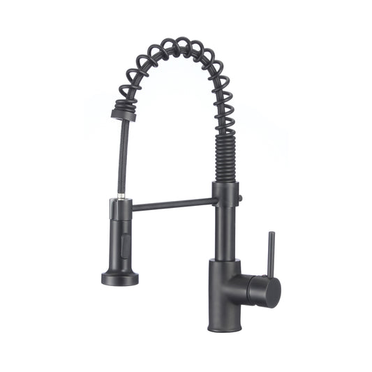 Short Spring Pull Out Faucet in Matte Black - Elevate Your Kitchen with Modern Elegance - Mary Anne's Kitchen and Bath