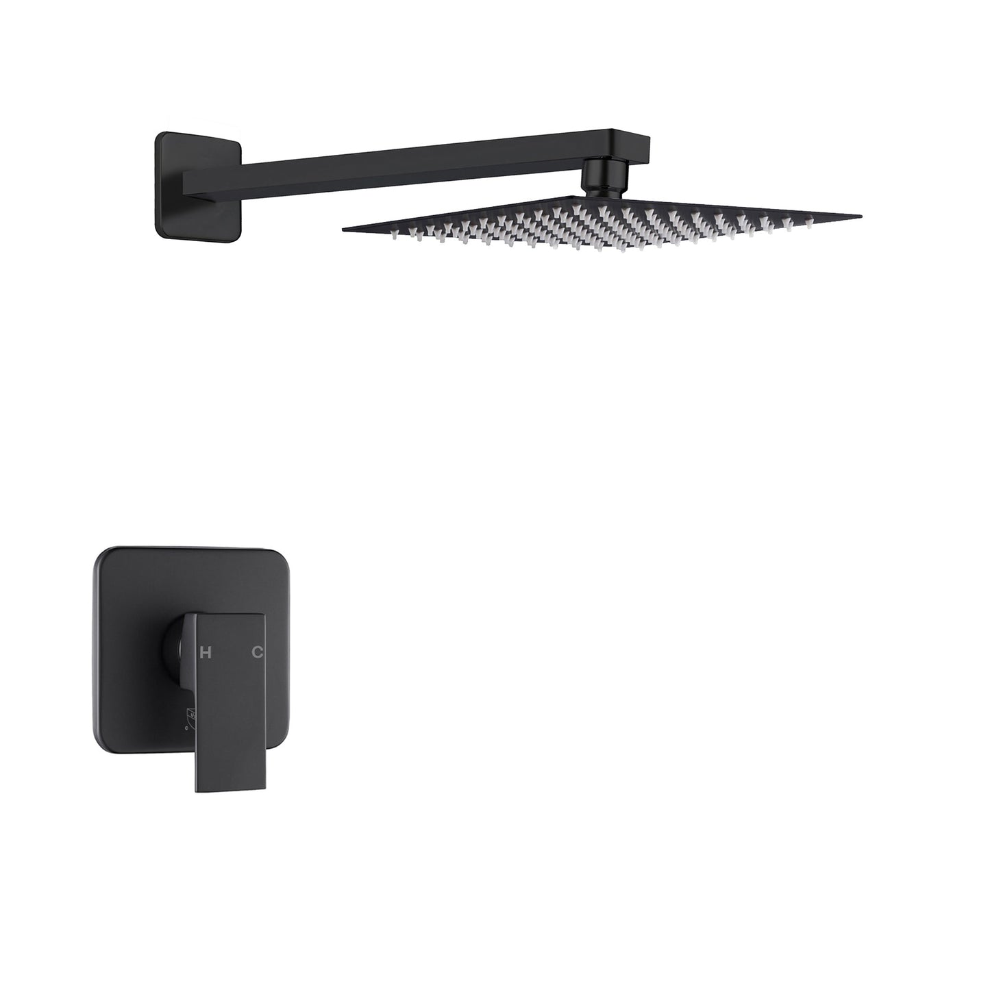 Shower Faucet Set with Rain Shower Head and Mixing Valve-Matte Black - Mary Anne's Kitchen and Bath